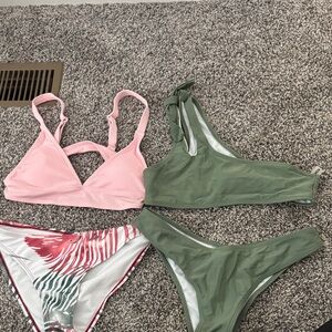 SHEIN Pink and Green Bikini Duo